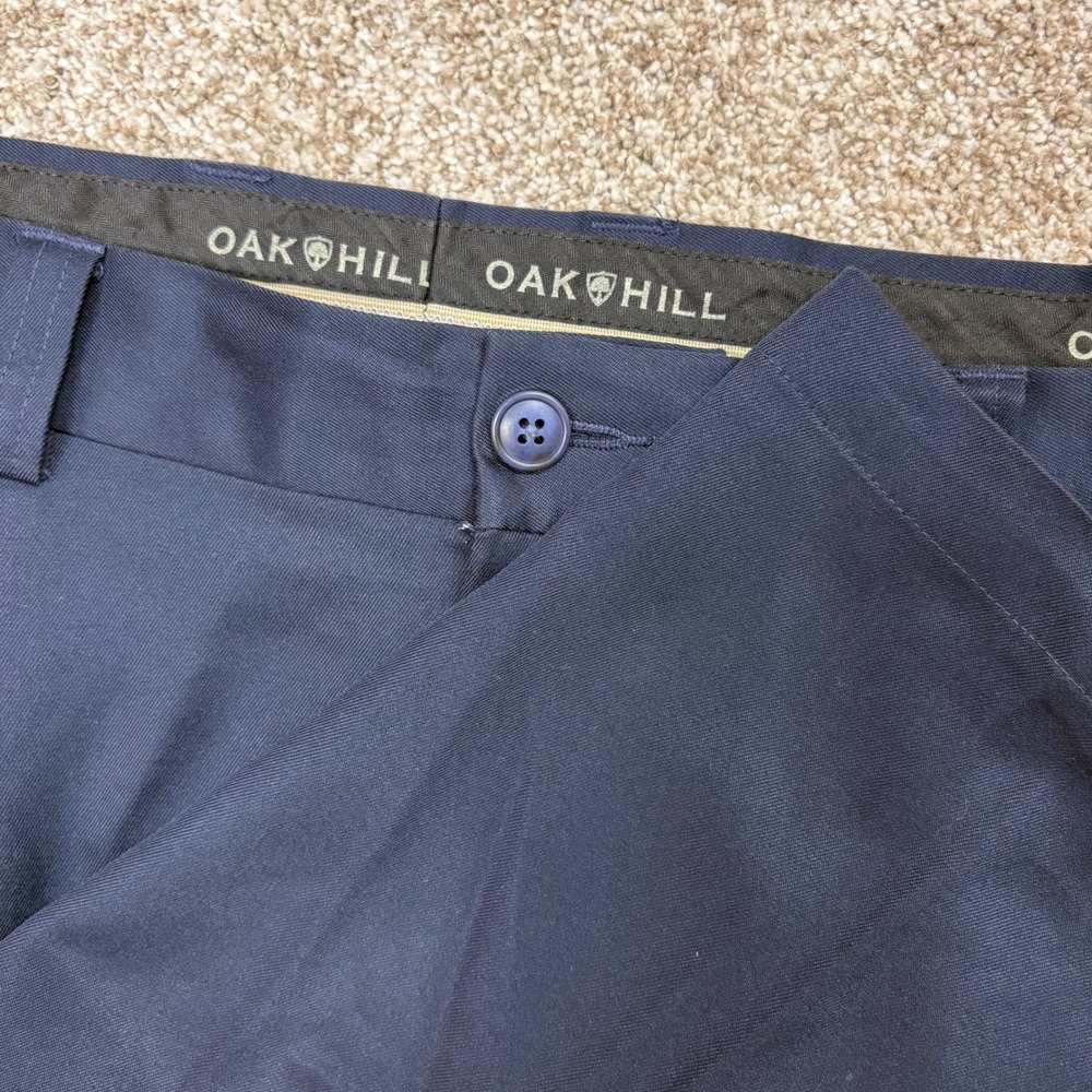 Oak Hill Waist Relaxer Pleated Microfiber Pants Mens 46x30 Performance Navy Golf